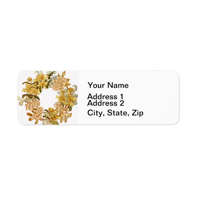 Floral Spring Wreath Flower Pink Flowers Art Label (Front)