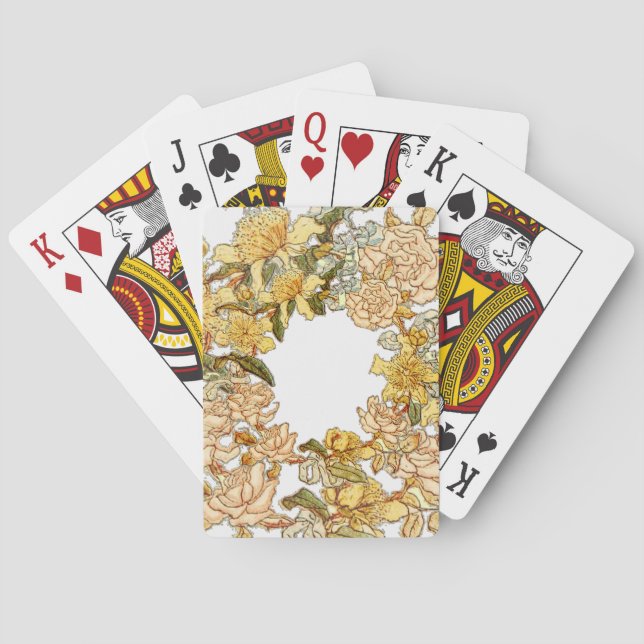 Floral Spring Wreath Flower Pink Flowers Art Poker Cards (Back)
