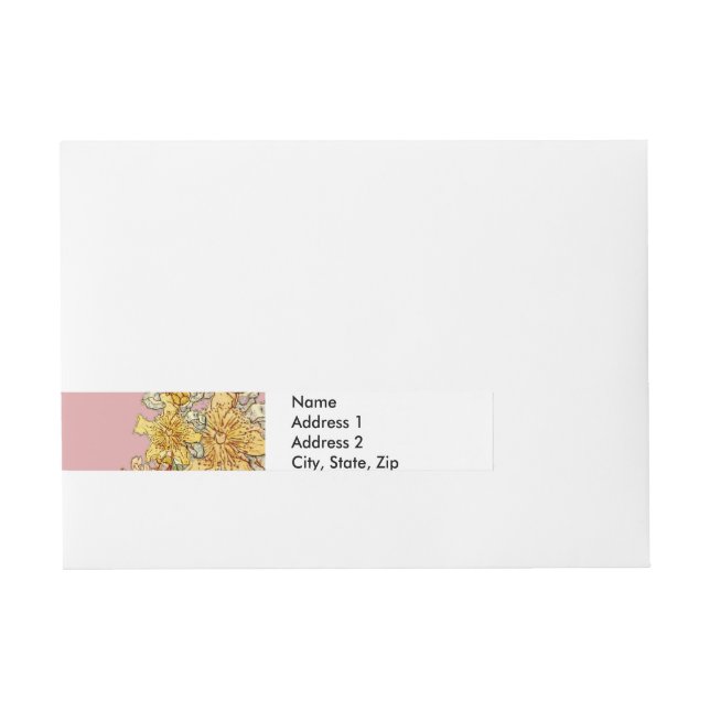 Floral Spring Wreath Flower Pink Flowers Art Wrap Around Address Label (Front)