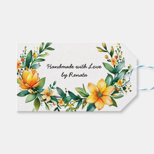 Floral Spring Wreath with Berries Gift Tags