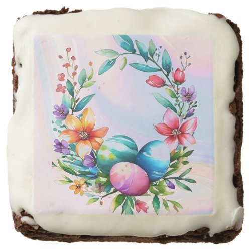 Floral Spring Wreath with Easter Eggs Brownie