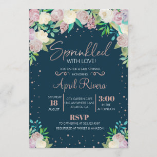 Floral Sprinkled With Love Baby Shower Invitation