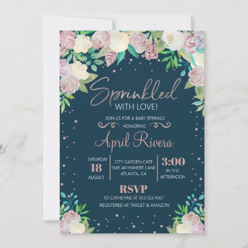 Floral Sprinkled With Love Baby Shower Invitation