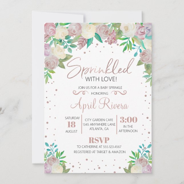 Floral Sprinkled With Love Baby Shower Invitation (Front)