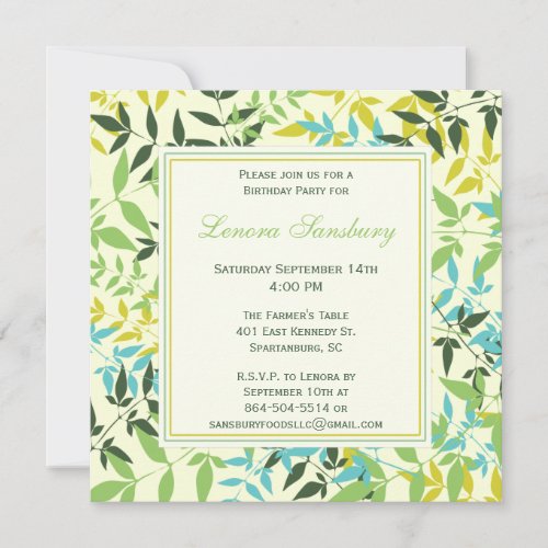 Floral Square Birthday Party Invitation