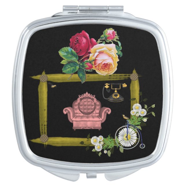Floral Square Compact Mirror (Front)