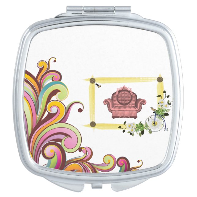 Floral Square Compact Mirror (Front)