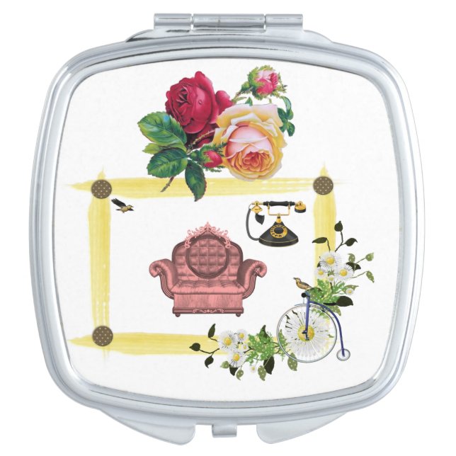 Floral Square Compact Mirror (Front)