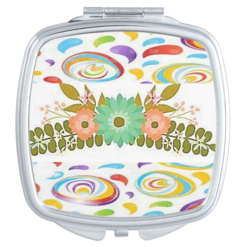 Floral Square Compact Mirror