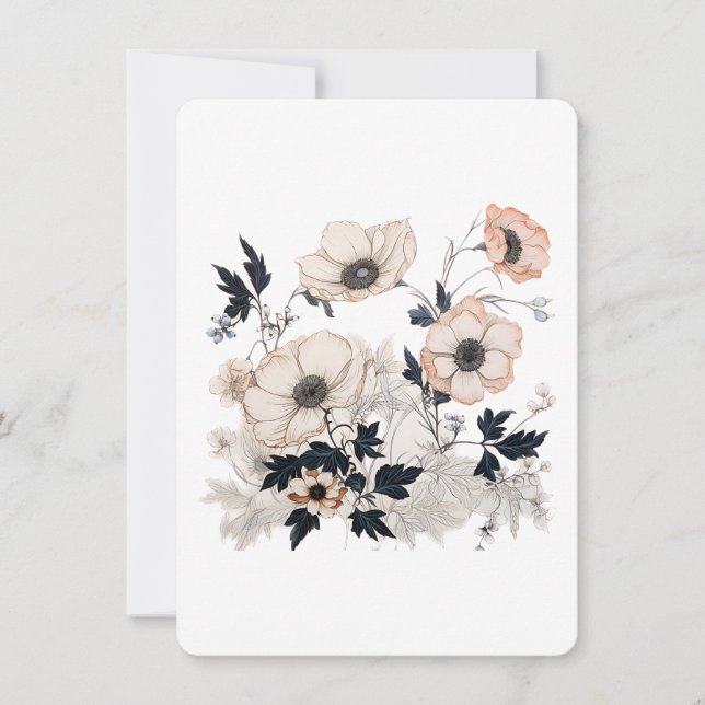 Floral Square, Nordic Art Design, Soft Pastels Invitation (Front)