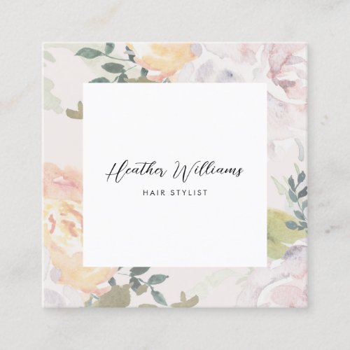 Floral Square Square Business Card