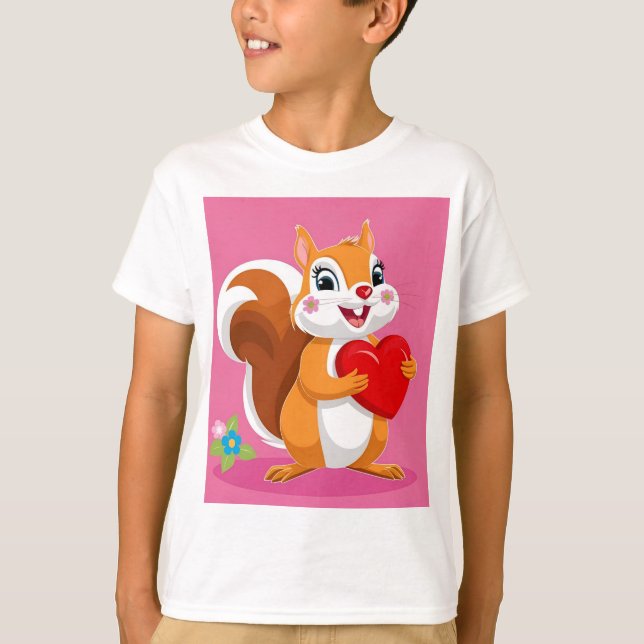 Floral Squirrel Love: Mother's Day T-Shirt (Front)