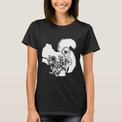 Floral Squirrel Lover Cute Graphic for Teen Girls T_Shirt