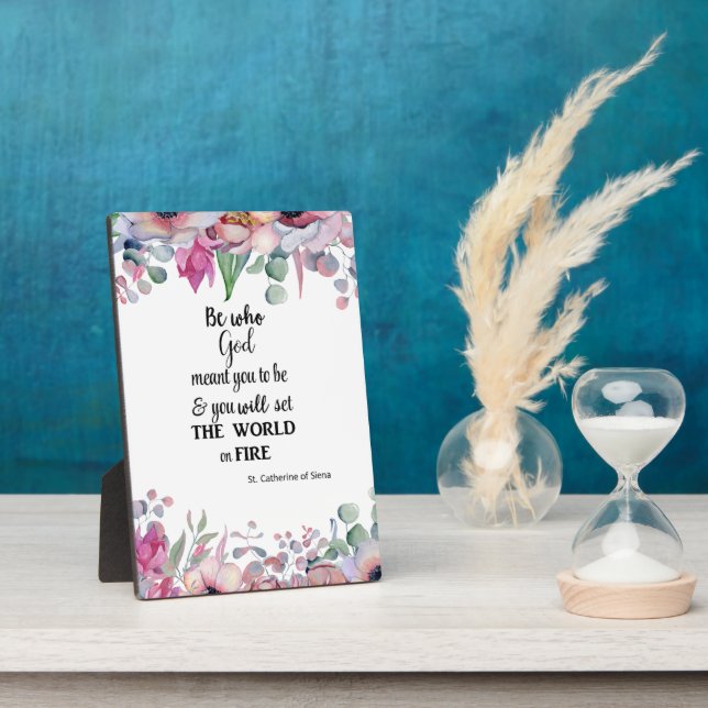 Floral St. Catherine of Siena Quote Plaque (Side)