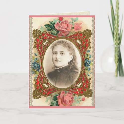 Floral St Therese Religious Greeting Card wquote