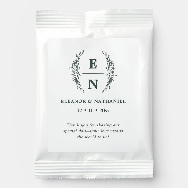 Floral Stacked Initials Monogram Wedding  Margarita Drink Mix (Front)