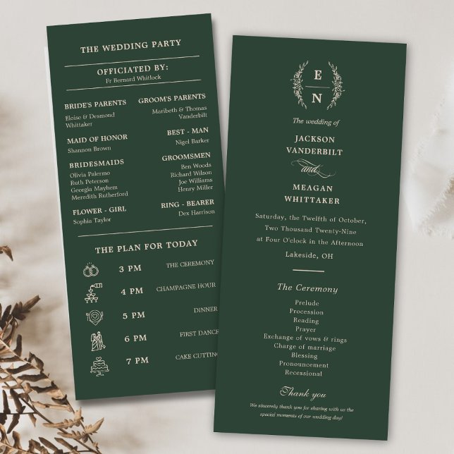 Floral Stacked Monogram Initials Wedding Programs (Floral Stacked Monogram Initials Wedding Programs)