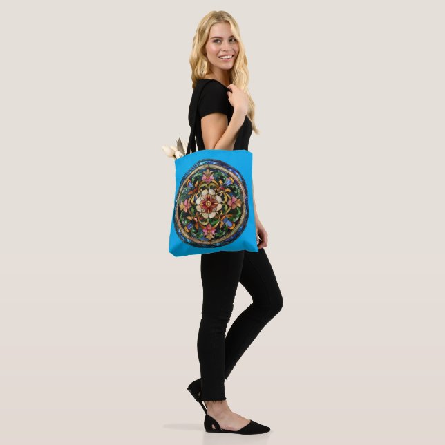 Floral Stain Glass Style  Tote Bag (On Model)