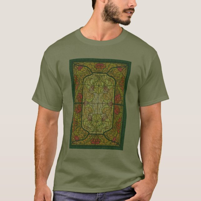 Floral Stained Glass Art Design  T-Shirt (Front)