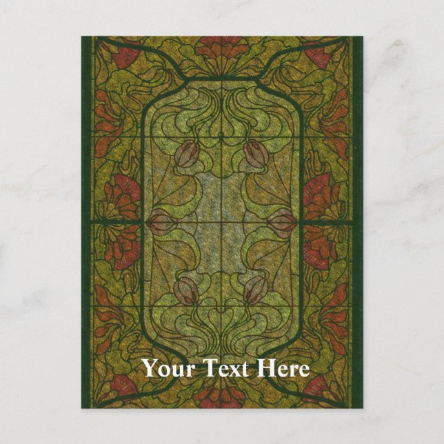 Floral Stained Glass Customizable Postcard (Front)