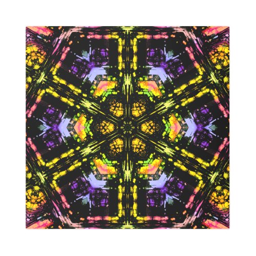 Floral Stained Glass Kaleidoscope Metal Wall Art