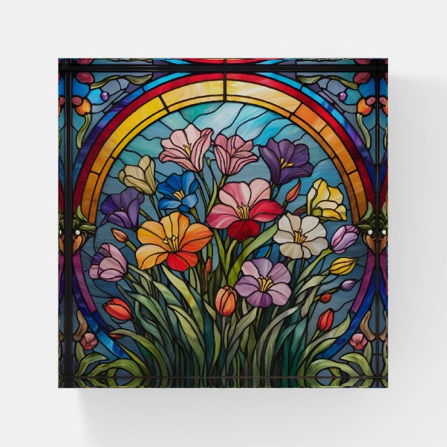Floral stained glass paperweight (Front)