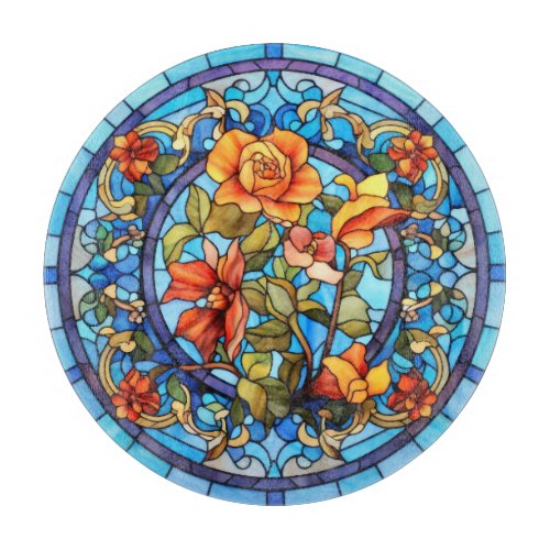 Floral Stained Glass Sublimation Design Cutting Board