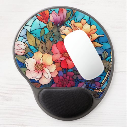 Floral Stained Glass Sublimation Design Gel Mouse Pad