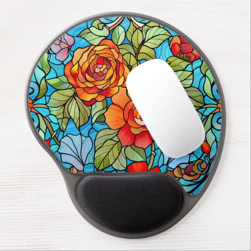 Floral Stained Glass Sublimation Design Gel Mouse Pad