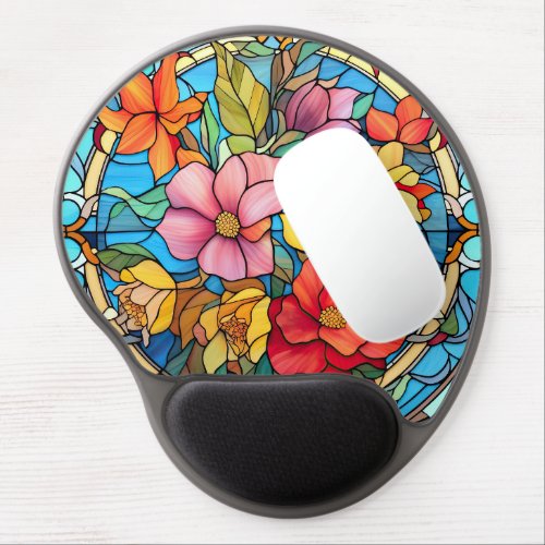 Floral Stained Glass Sublimation Design Gel Mouse Pad