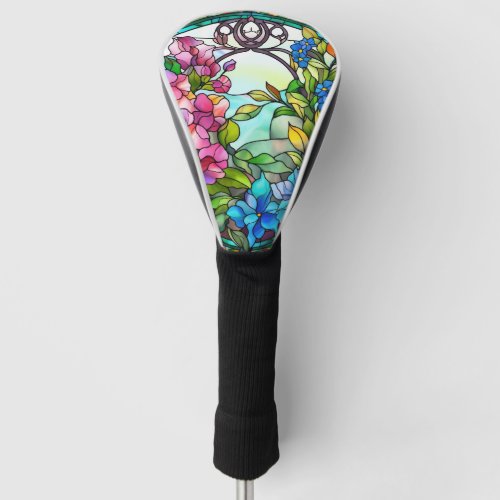 Floral Stained Glass Sublimation Design Golf Head Cover