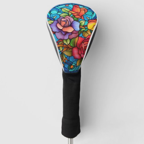 Floral Stained Glass Sublimation Design Golf Head Cover