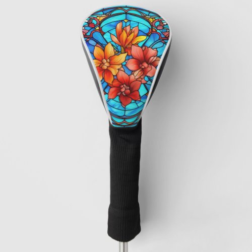 Floral Stained Glass Sublimation Design Golf Head Cover