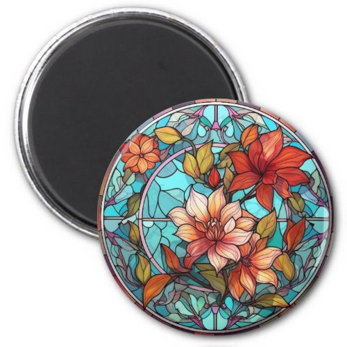 Floral Stained Glass Sublimation Design Magnet