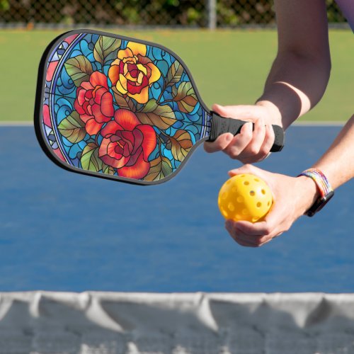 Floral Stained Glass Sublimation Design Pickleball Paddle