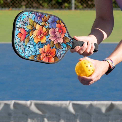 Floral Stained Glass Sublimation Design Pickleball Paddle