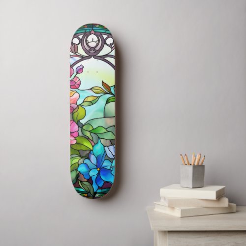 Floral Stained Glass Sublimation Design Skateboard