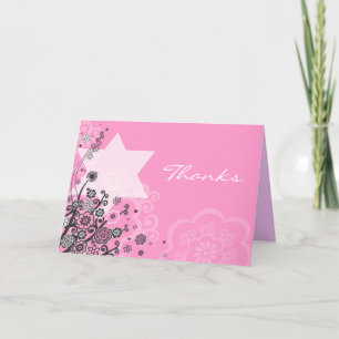 Floral Star Jewish Baby Naming Thank You Card