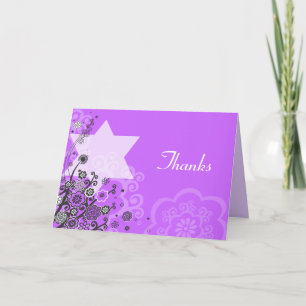 Floral Star Jewish Baby Naming Thank You Card