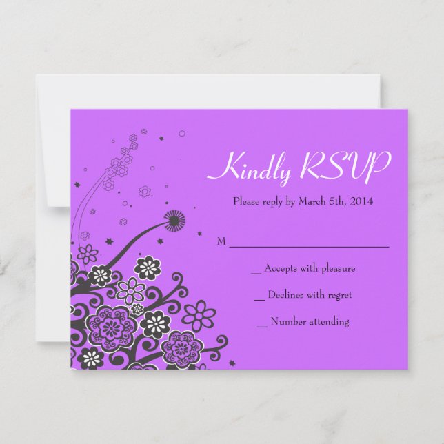 Floral Star of David Bat Mitzvah Invitation  Reply (Front)