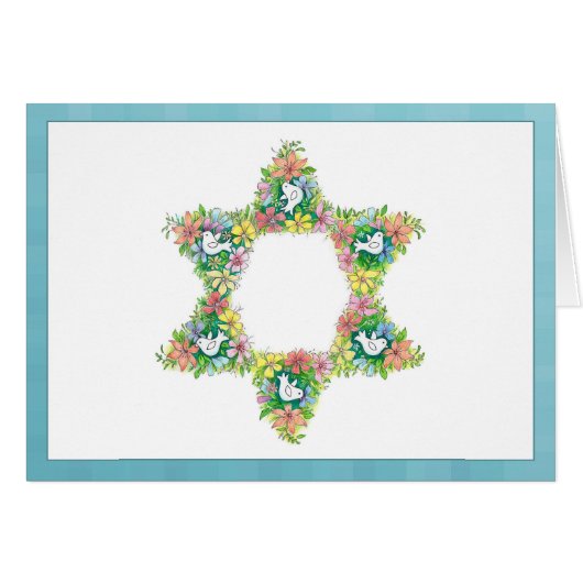 Floral Star of David Cards (Front Horizontal)