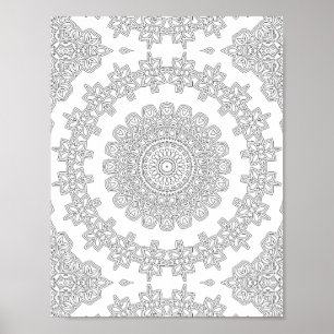 Floral Star Ring Coloring Page Pattern Artwork Poster