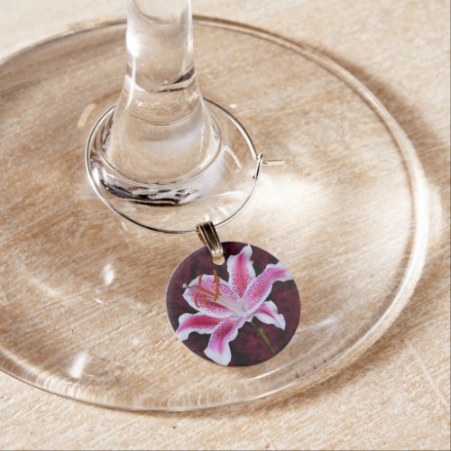 Floral Stargazer Lily Close_Up Photograph Wine Charm