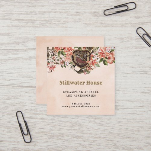 Floral Steampunk Square Business Card