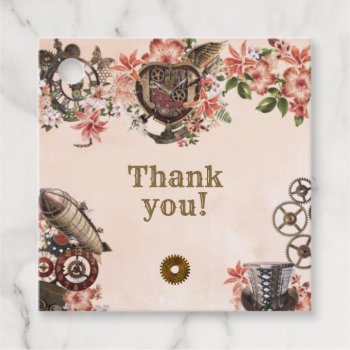 Floral Steampunk Thank You Favor Tags by starstreamdesign at Zazzle