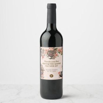 Floral Steampunk Wine Label by starstreamdesign at Zazzle
