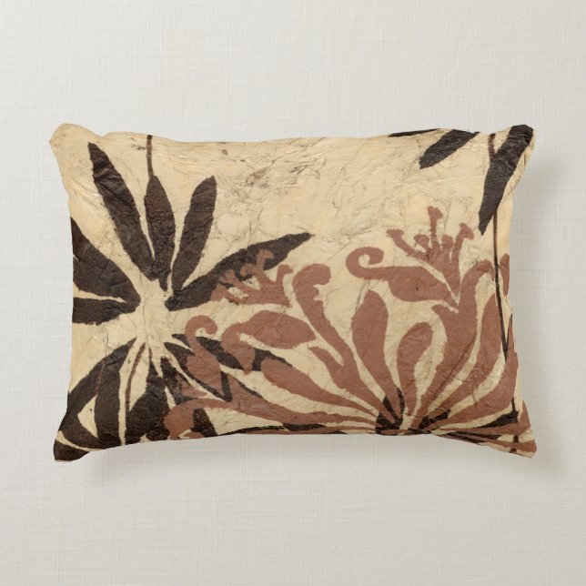 Floral Stencil Design with Tawny Leaves Accent Pillow (Front)