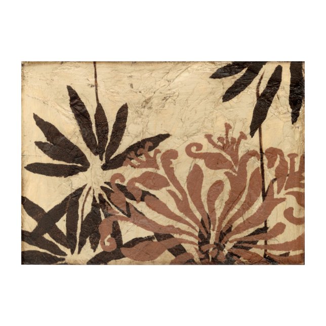 Floral Stencil Design with Tawny Leaves Acrylic Print (Front)