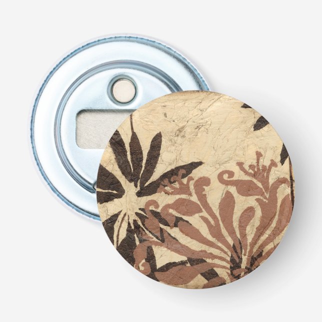 Floral Stencil Design with Tawny Leaves Bottle Opener (Front)