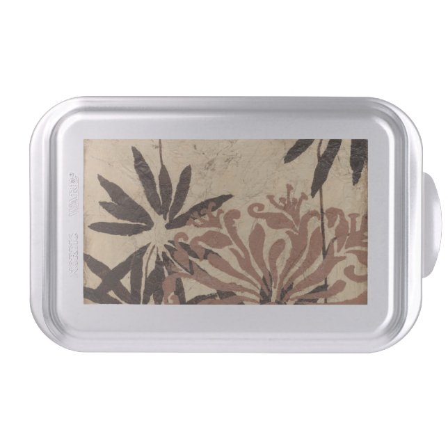 Floral Stencil Design with Tawny Leaves Cake Pan (Front)